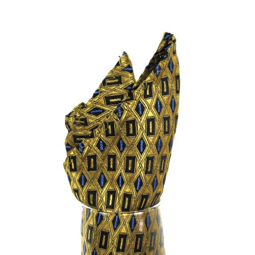 Men's - Gold - Black - Blue - Silk Woven Pocket Square