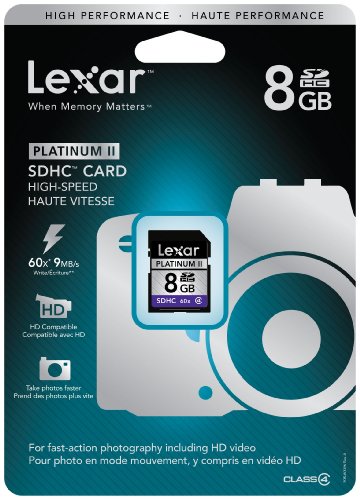 Lexar Platinum II 8 GB 60x SDHC Flash Memory Card LSD8GBBSBNA060