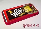 Red Willy Wonka Chocolate Bar Golden ticket iPhone 4 4s Case Cover Rubber silicone
