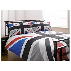 Housse de couette pour lit double de 2 places - drapeau anglais - Noir/Gris - 200x200cm
