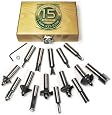 MLCS 8377 Router Bit Set with Carbide tipped, 1/2-Inch Shank, 15-Piece