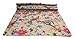 colors of rajasthan Indian Kantha Blanket, Bed Cover, King Kantha Bedspread, Bohemian Bedding Kantha Hippie Quilts (Beige)