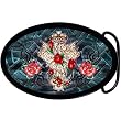 Oval Burning Rose Gothic Cross Belt Buckle