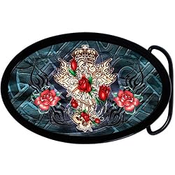 Oval Burning Rose Gothic Cross Belt Buckle