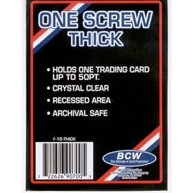 BCW 1 Screw Thick Card Holder 50 Pt. Jersey or Memorabilia Card Screwdown Baseball, Football, Basketball, Hockey, Golf, Single Sports Cards Top Load Sportcards Card Collecting Supplies BCW 1 Screw Thick Card Holder - 50 Pt. (Box of 50) Jersey or Memorabilia Card Screwdown - Baseball, Football, Basketball, Hockey, Golf, Single Sports Cards Top Load - Sportcards Card Collecting Supplies