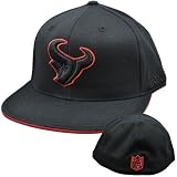 NFL Houston Texans Flat Bill Black Red Flex Fitted 7 1/4 7 5/8 Hat Cap Reebok