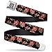 Buckle-Down Seatbelt Belt - Red Roses Scattered Black - 1.5