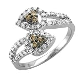 14k Gold White and Chocolate Brown Diamond Ring / Band, Size 7 (HI, I, 0.54 carat)