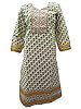 Womens Tunic Top Indian Kurti White Spring Yellow Sun Flower Printed Cotton Kurta S