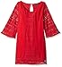 My Michelle Girls' Solid Shift Dress with Crochet Inserts and Bell Sleeves