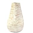 Handcrafted White Triangular Terracotta Vase With Brushed Sandy Salmon Finish - Circular Base