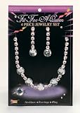 FAUX DIAMOND JEWELLERY SET NECKLACE EARRINGS & RING BLING FANCY DRESS