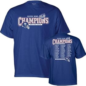 New York Giants Super Bowl XLII Champions Youth Roster T-Shirt