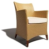 Strathwood Cypress All-Weather Wicker Bistro Chair with Cushion, Honey