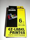 CASIO EZ-LABEL PRINTER TAPE CARTRIDGE (6mm BLACK INK YELLOW) -- XR-6YW1