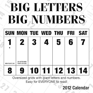 2012 Big Letters Big Numbers Wall calendar