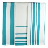MUkitchen MUincotton Striped Dishtowel, Set of 3, Pacific MUkitchen MUincotton Striped Dishtowel, Set of 3, Pacific
