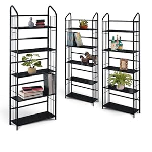 3 Black Metal Book Shelves / Cases