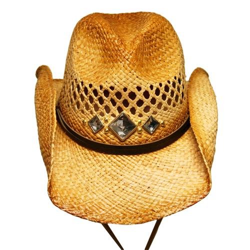 Natural Toned Shapeable Cowboy Hat W/ Rhinestones