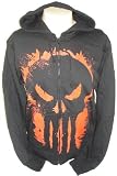 Marvel Comics Punisher Zip-Up Hoodie Sweatshirt - Black with Red Skull