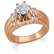 14K Rose Gold Diamond Engagement Ring Semimount - CENTER STONE NOT INCLUDED - 0.40 Ct.
