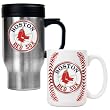 Boston Red Sox MLB Stainless Steel Travel Mug & Gameball Ceramic Mug Set - Primary Logo by Great American Products
