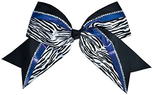 Jumbo Met Rhnstn Hair Bow W/ Zeb Prnt Metallic Royal
