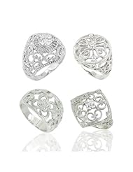 Filigree CZ Ring Sterling Silver 925