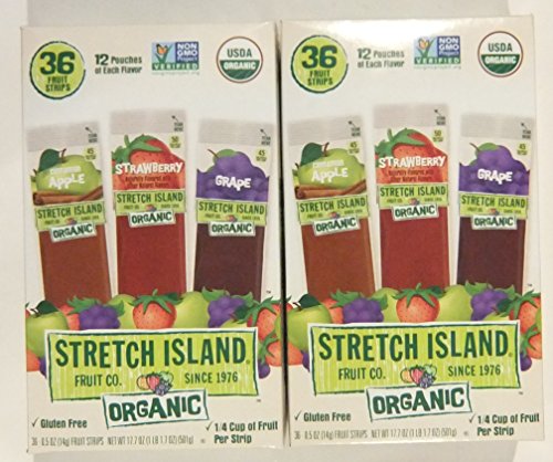 Stretch Island Organic Fruit Leather Strips, Assorted Flavors, 36 strips/box (Pack of 2)