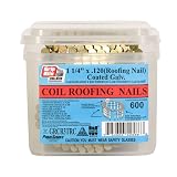 Grip-Rite 1-1/4-Inch 15? Electro-GALVANIZED Coil Roofing Nails, Smooth Shank, 600 nails per tub