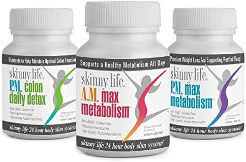 Skinny Life Max Metabolism Weight Loss System- Garcinia Cambogia, Raspberry Ketones, Green Coffee Bean Extract, EGCGs, Colon Detox, Daytime Through Nighttime 3-Pack System