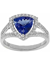 18K White Gold Tanzanite and Diamond Ring -- LIFETIME WARRANTY
