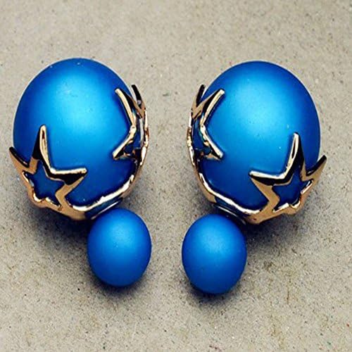Fashion jewelry double side matte 16MM pearl stud star flower design gift women
