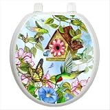 51RevxTF%2BxL. SL160  Themes Toilet Seat Applique with Hummingbirds Design Size: Elongated
