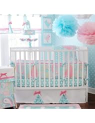 My Baby Sam 4 Piece Pixie Baby Crib Bedding Set, Aqua