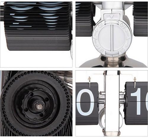 Internal Retro Flip Down Clock Retro Digital Flip down Page Gear Operated desk Clock (COLOR : BLACK)