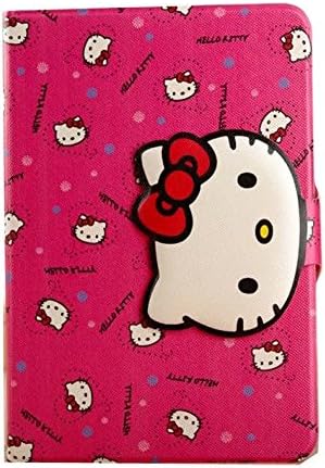 iPad Air Case,iPad Air Leather Kickstand Case,Tribe-Tiger Cute Hello Kitty Pattern [Flip][Kickstand] [Auto Wake Up/Sleep] Leather Case Cover for Apple iPad Air/iPad 5(Hot Pink)