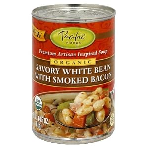 Pacific Natural Foods Savory White Bean W Smoked Bacon, 14.5-Ounce (Pack of 12) by Pacific Natural Foods
