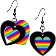 Rainbow Pride Hollow Heart Earrings