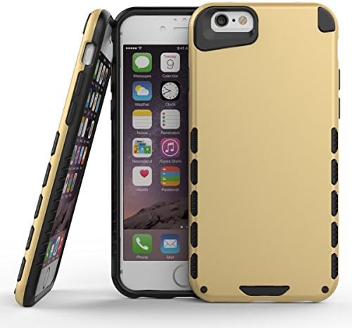 iPhone 6 6s Armor Case, X-Master® [Shock Absorption] [Minimalism Series] 2in1 Hard PC Cover with Soft TPU Case Hybrid Defender Shockproof Protective for iPhone 6/6s 4.7 inch (Gold)