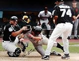 Ivan 'Pudge' Rodriguez Florida Marlins Out At The Plate 16x20 Autographed Photograph