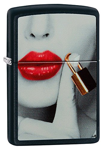 Zippo Lock and Lips Pocket Lighter, Black Matte
