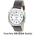 Reizen Atomic Talking Watch - White Face with Black Numbers - Leather Band