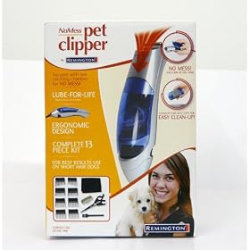 Remington DCVAC-500 NoMess Vacuum 13 Piece Pet Clipper Kit with 6 Trim Length Guide Combs, Scissors, Storage & Cleaning Brush