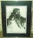 Aldo Luongo Charcoal Sketch Artist Proof Man and Boy Custom Framed