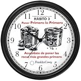 Habit 3 - Big Rocks Go First (Spanish Text) - Wall Clock from THE 7 HABITS - CLOCK COLLECTION by WatchBuddy Timepieces (Hunter Green Frame)