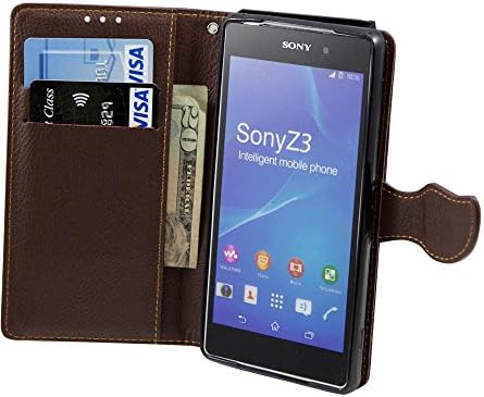 Sony Xperia Z3 Case,Fulland Wallet Card Holder PU Leather Pouch Flip Leaf Style Case Cover with Stand for Sony Xperia Z3 Plus Stylus Pen and Screen Protector -Black