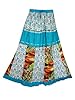 Indiatrendzs Women's Cotton Skirt Blue Off-white Floral Print Patchwork Skirts