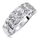 Sterling Silver 925 Cubic Zirconia CZ 3-Row Ring - Women's Valentine Engagement Ring