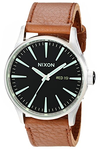 Nixon Men's A1051037 Sentry Stainless Steel Watch with Tan Leather Band